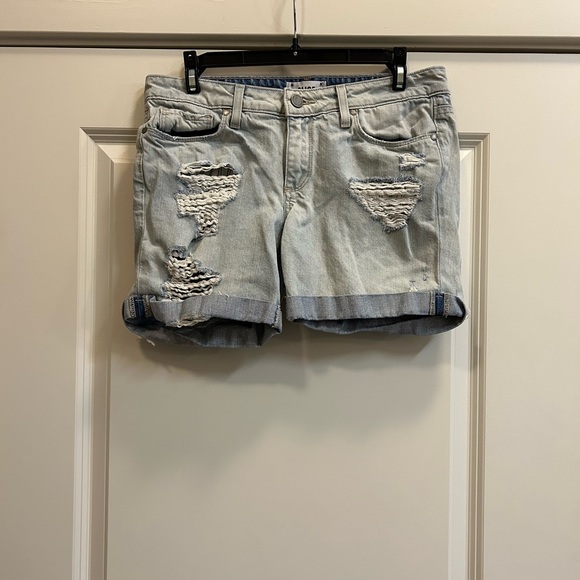 Paige Grant Distressed Cuffed Light Wash Denim Shorts - size 26 - Picture 2 of 5